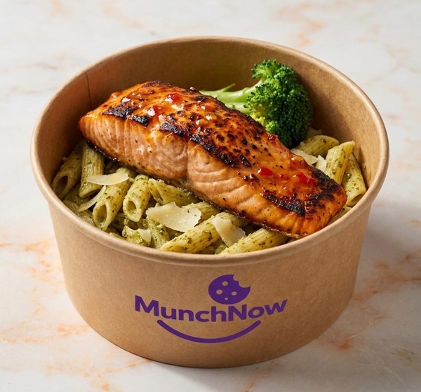 Sweet Chilli Salmon with Pesto Penne